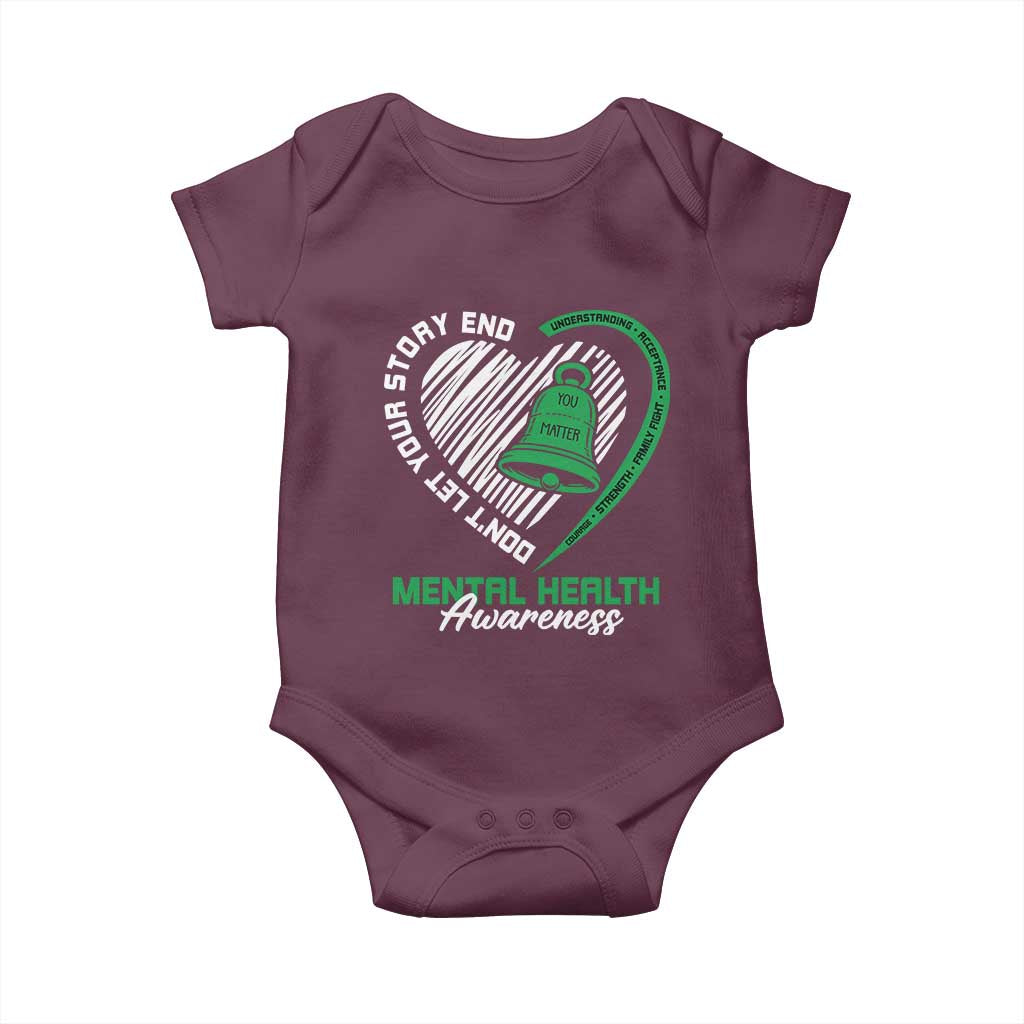 Mental Health Awarenes Baby Onesie Green Ribbon Inspirational Psychologist Therapist TS14 Maroon Print Your Wear