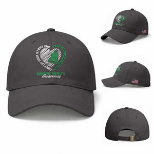 Mental Health Awarenes Baseball Cap Green Ribbon Inspirational Psychologist Therapist TS14 Baseball Cap Universal Fit Dark Gray Print Your Wear