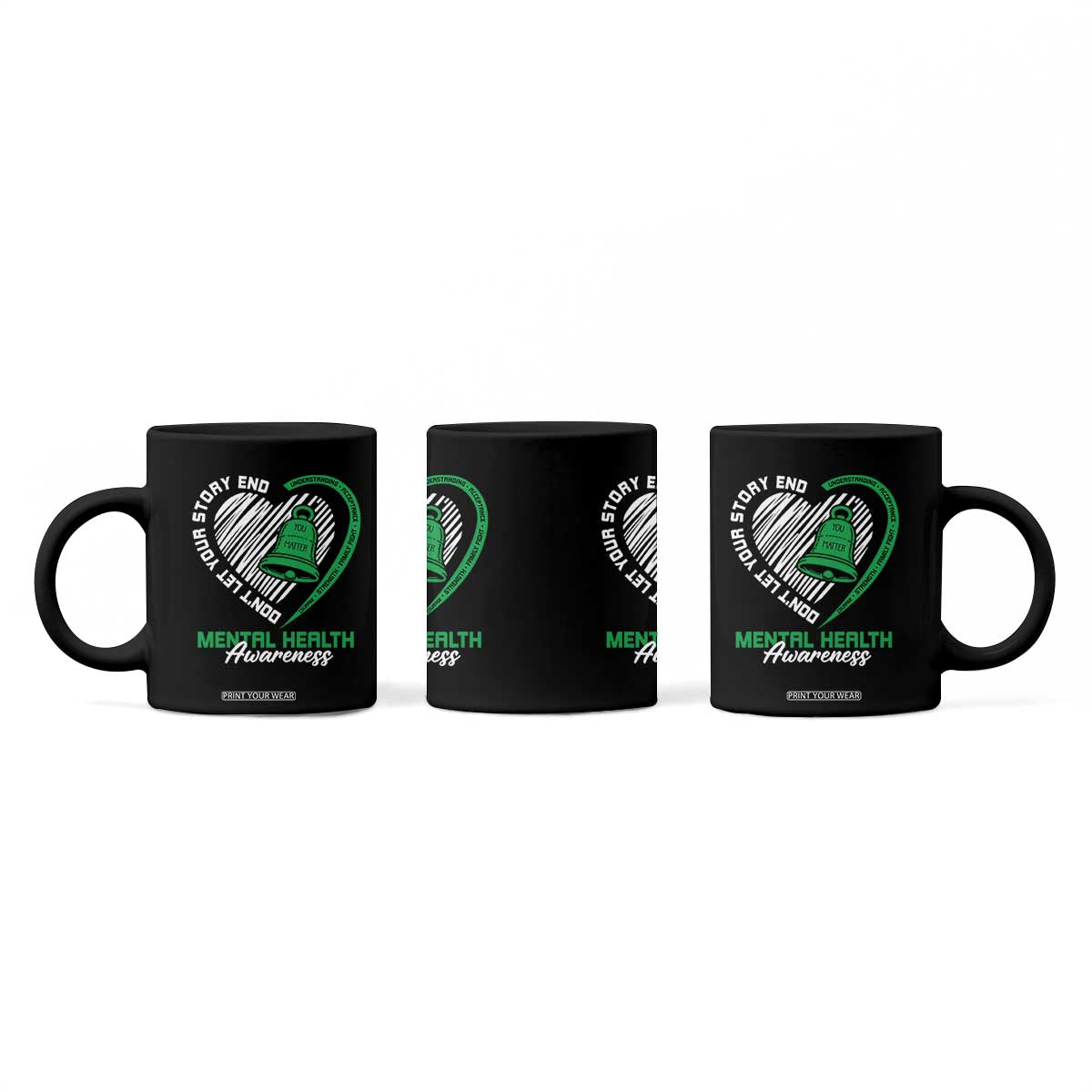 Mental Health Awarenes Coffee Mug Green Ribbon Inspirational Psychologist Therapist TS14 Print Your Wear