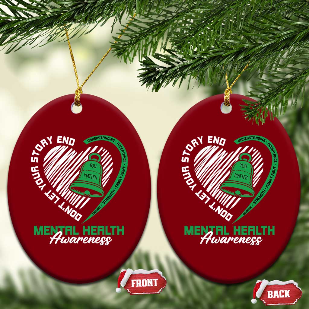 Mental Health Awarenes Ceramic Ornament Green Ribbon Inspirational Psychologist Therapist TS14 Print Your Wear