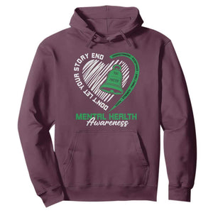 Mental Health Awarenes Hoodie Green Ribbon Inspirational Psychologist Therapist TS14 Maroon Print Your Wear