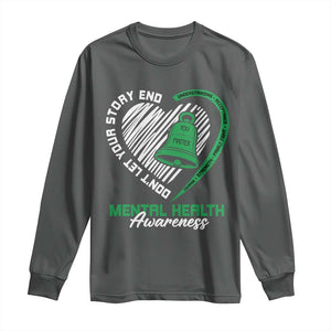 Mental Health Awarenes Long Sleeve Shirt Green Ribbon Inspirational Psychologist Therapist TS14 Dark Heather Print Your Wear