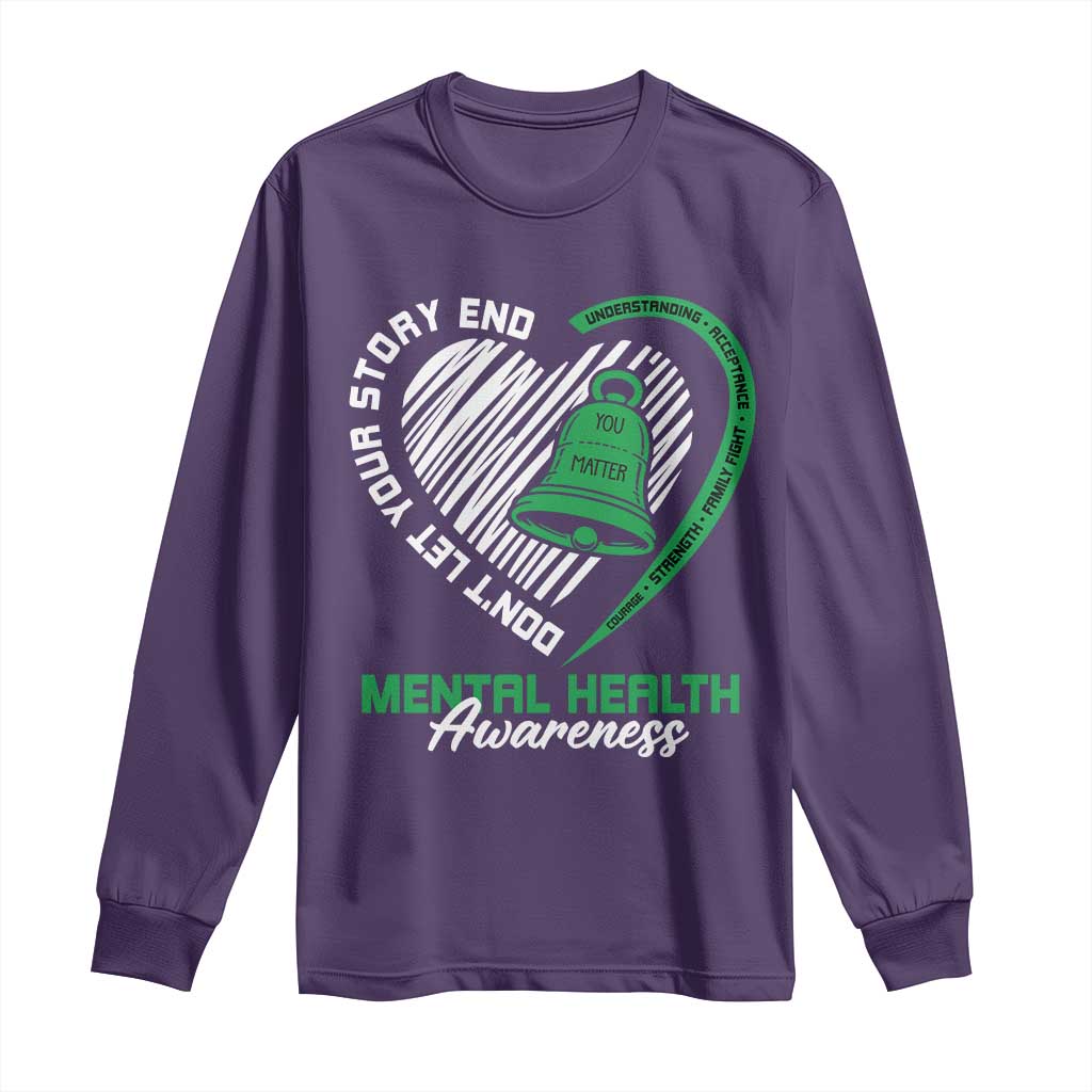 Mental Health Awarenes Long Sleeve Shirt Green Ribbon Inspirational Psychologist Therapist TS14 Purple Print Your Wear