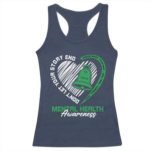 Mental Health Awarenes Racerback Tank Top Green Ribbon Inspirational Psychologist Therapist TS14 Navy Print Your Wear