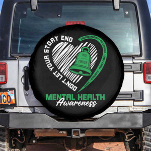 Mental Health Awarenes Spare Tire Cover Green Ribbon Inspirational Psychologist Therapist TS14 No hole Black Print Your Wear