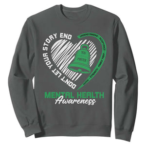 Mental Health Awarenes Sweatshirt Green Ribbon Inspirational Psychologist Therapist TS14 Dark Heather Print Your Wear
