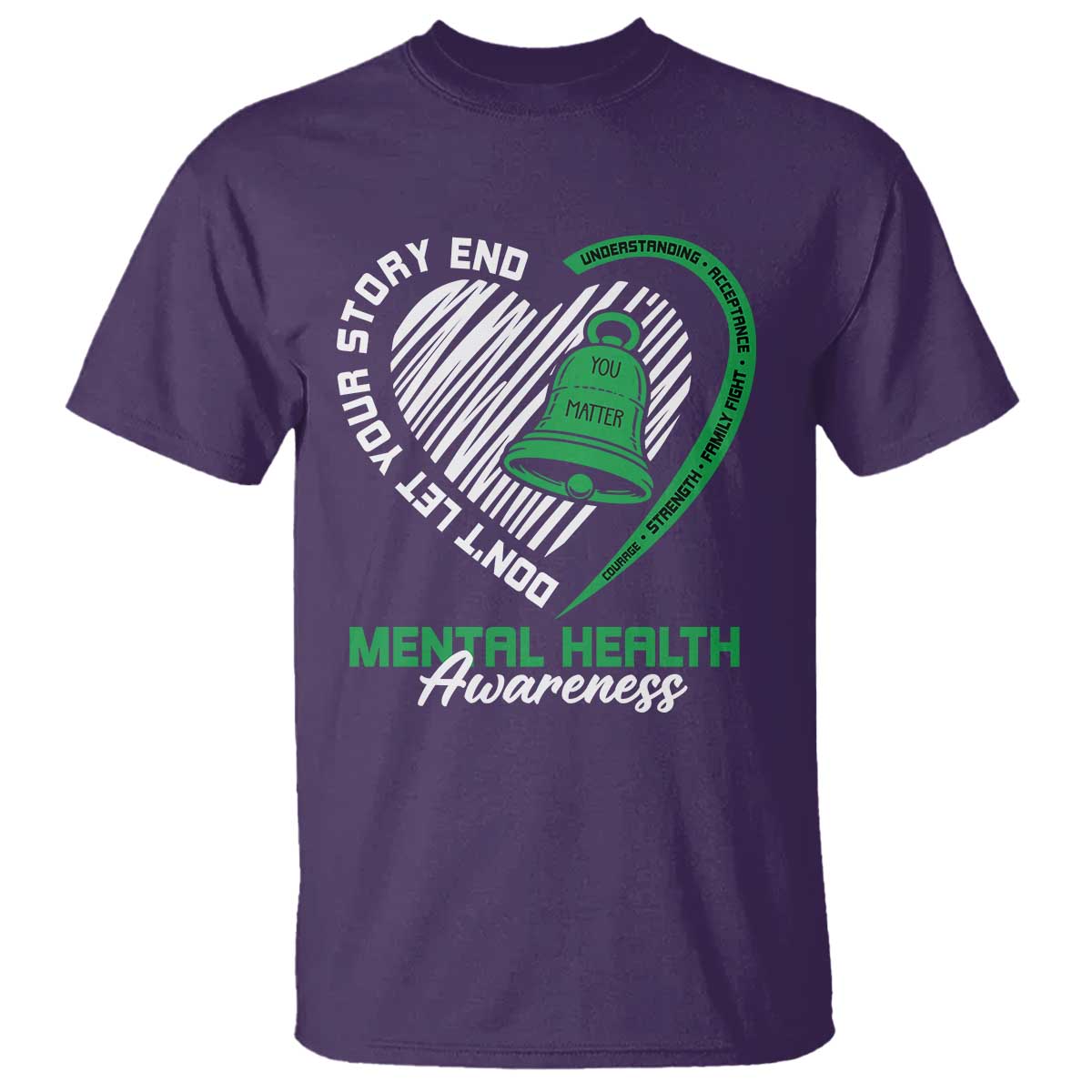 Mental Health Awarenes T Shirt Green Ribbon Inspirational Psychologist Therapist TS14 Purple Print Your Wear