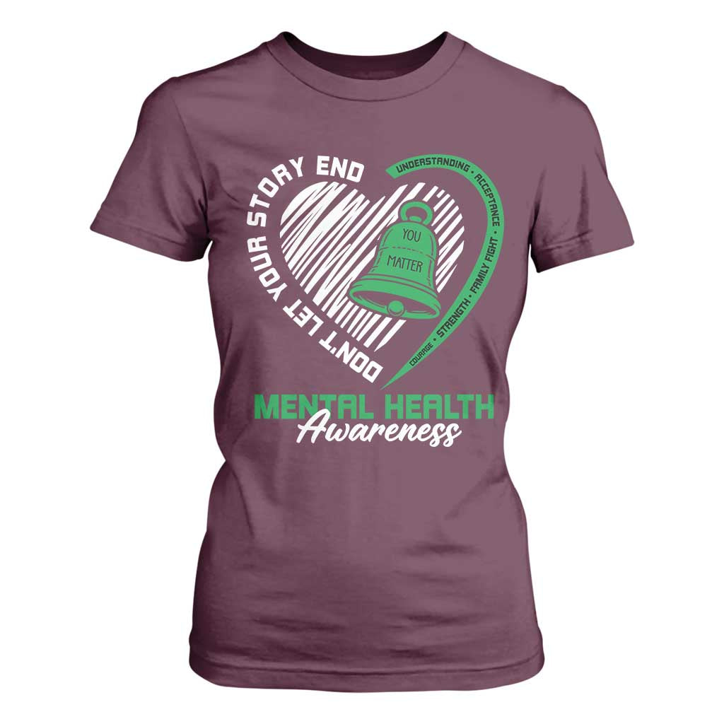 Mental Health Awarenes T Shirt For Women Green Ribbon Inspirational Psychologist Therapist TS14 Maroon Print Your Wear