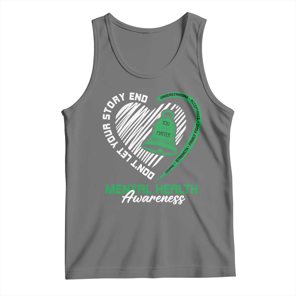 Mental Health Awarenes Tank Top Green Ribbon Inspirational Psychologist Therapist TS14 Black Heather Print Your Wear