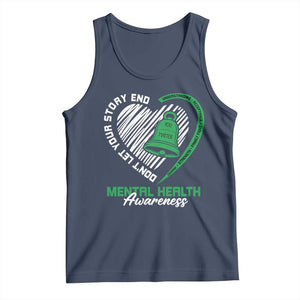 Mental Health Awarenes Tank Top Green Ribbon Inspirational Psychologist Therapist TS14 Navy Print Your Wear
