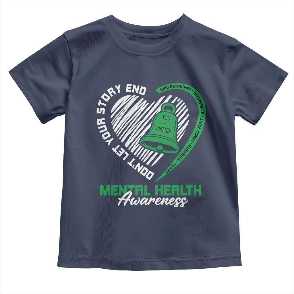 Mental Health Awarenes Toddler T Shirt Green Ribbon Inspirational Psychologist Therapist TS14 Navy Print Your Wear