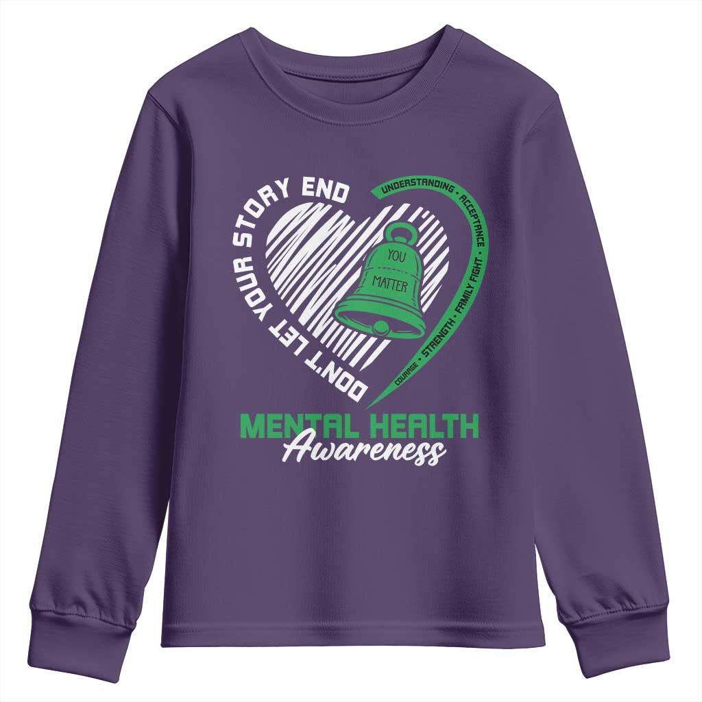 Mental Health Awarenes Youth Sweatshirt Green Ribbon Inspirational Psychologist Therapist TS14 Purple Print Your Wear