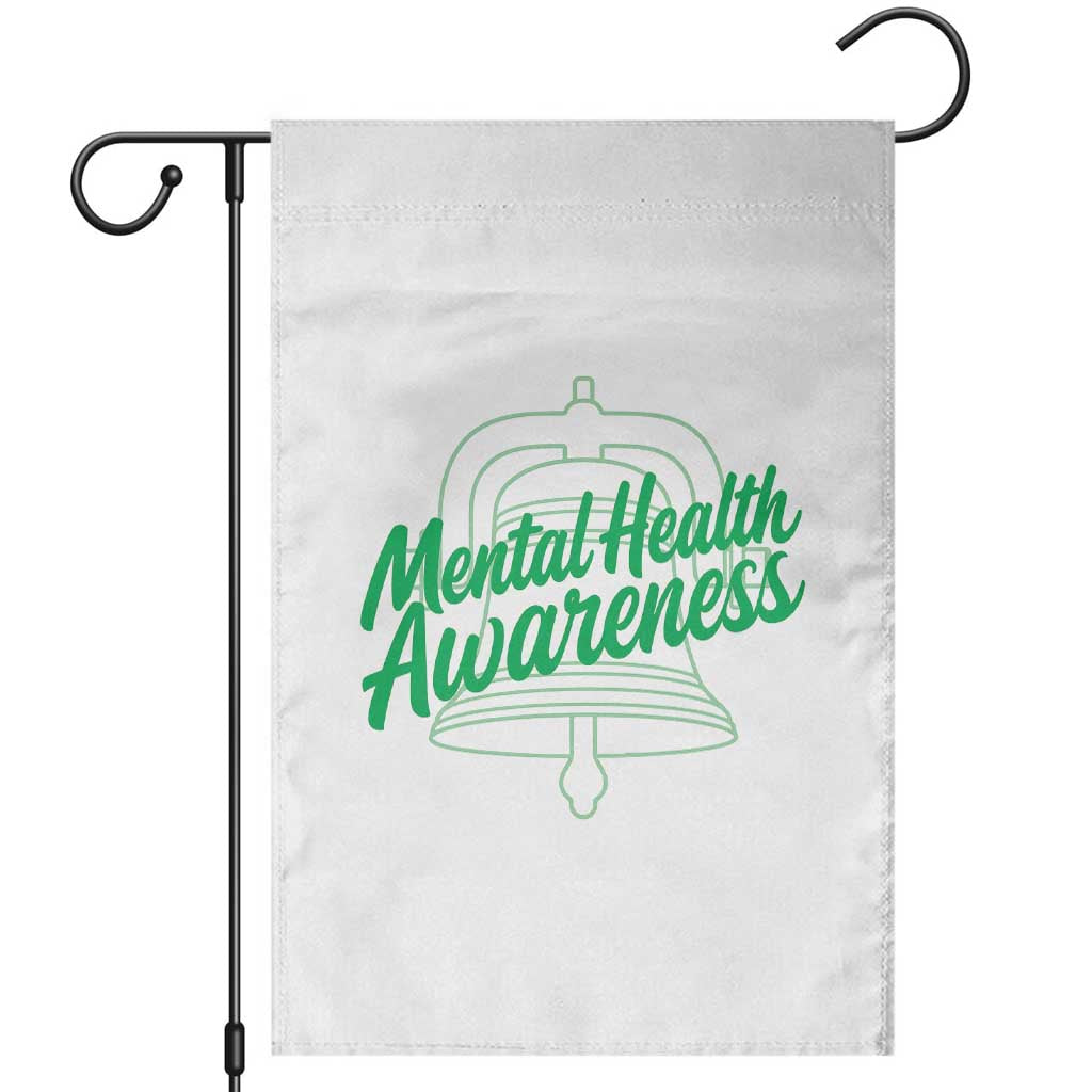 Mental Health Matters Awareness Garden Flag Support Squad Green Ribbon TS14 White Print Your Wear