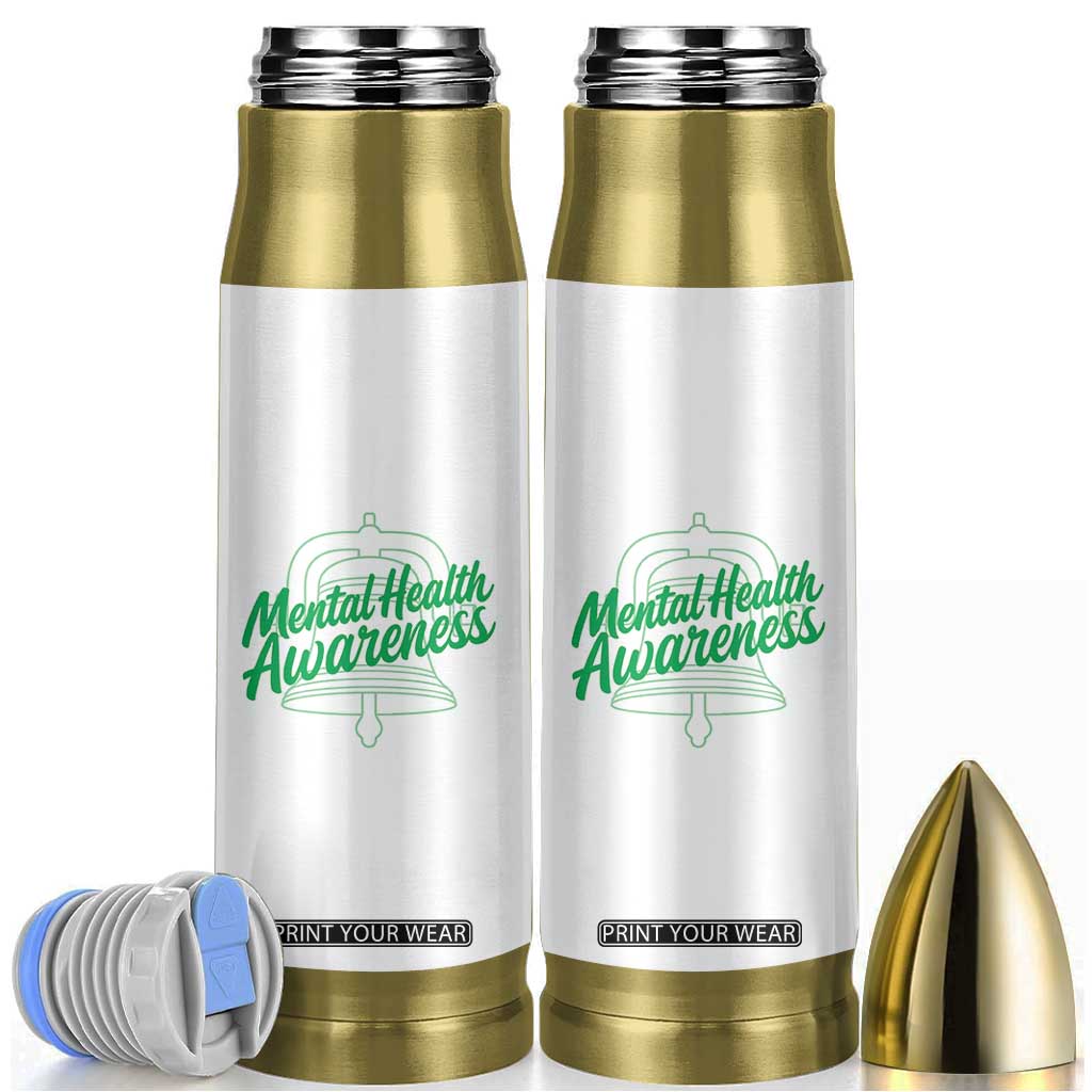 Mental Health Matters Awareness Bullet Tumbler Support Squad Green Ribbon TS14 White Print Your Wear