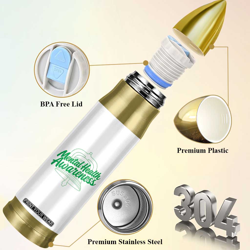 Mental Health Matters Awareness Bullet Tumbler Support Squad Green Ribbon TS14 Print Your Wear