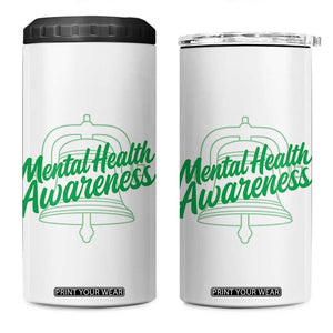 Mental Health Matters Awareness 4 in 1 Can Cooler Tumbler Support Squad Green Ribbon TS14 One Size: 16 oz White Print Your Wear