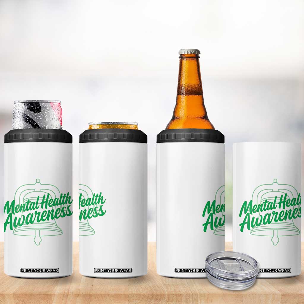 Mental Health Matters Awareness 4 in 1 Can Cooler Tumbler Support Squad Green Ribbon TS14 Print Your Wear