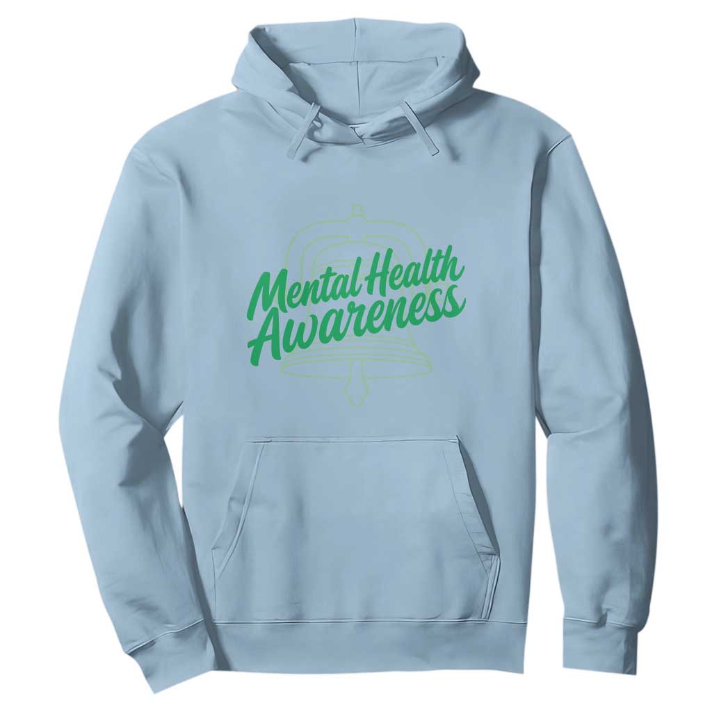 Mental Health Matters Awareness Hoodie Support Squad Green Ribbon TS14 Light Blue Print Your Wear