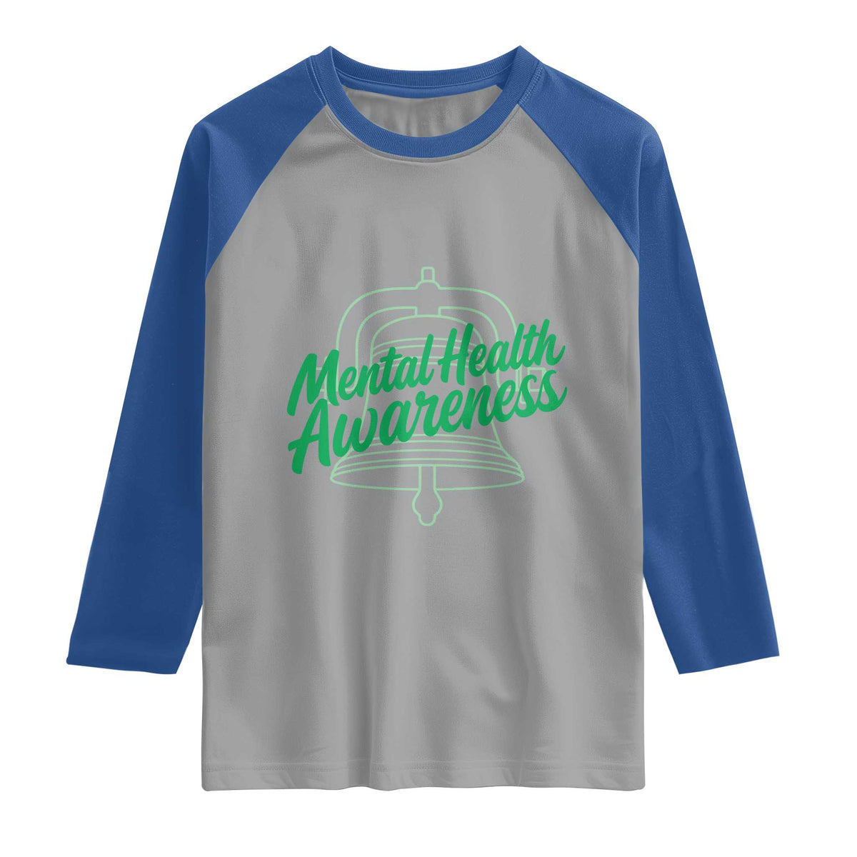 Mental Health Matters Awareness Raglan Shirt Support Squad Green Ribbon TS14 Sport Gray Royal Print Your Wear