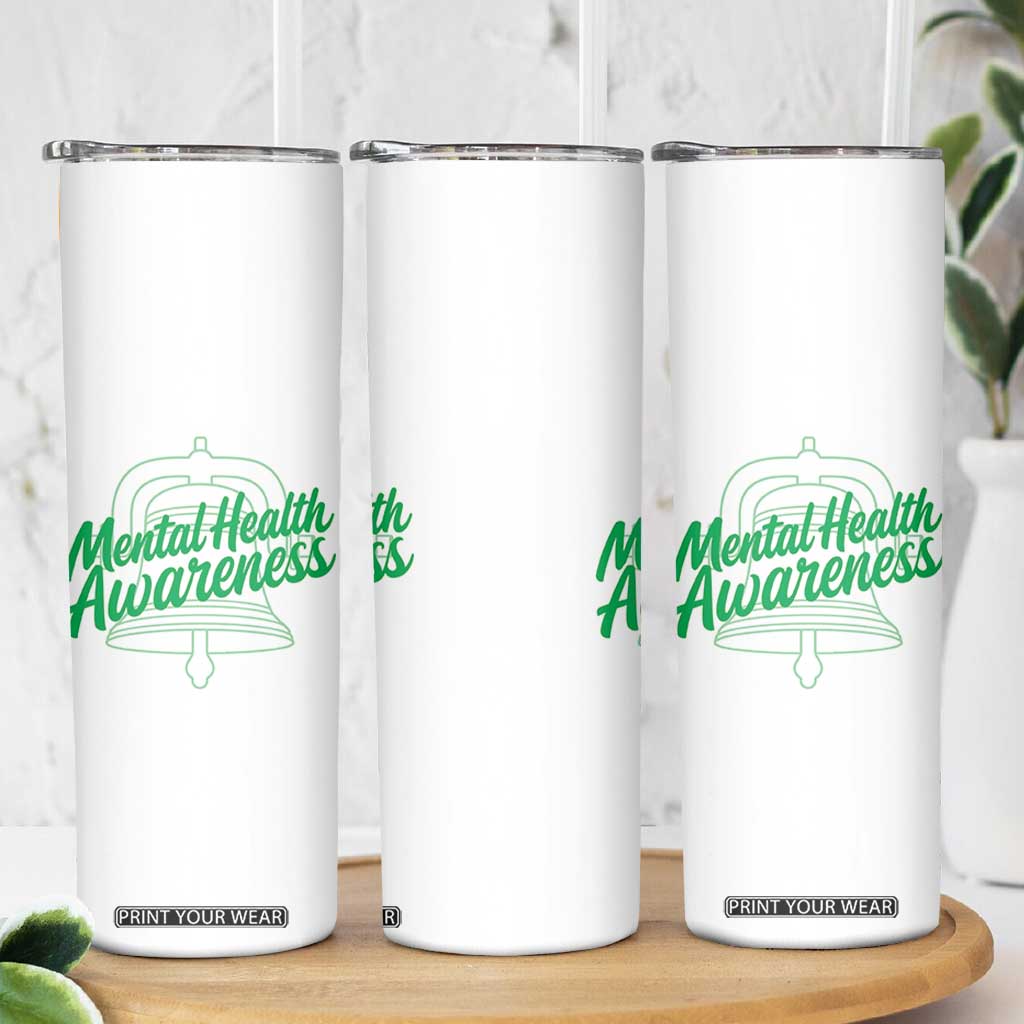 Mental Health Matters Awareness Skinny Tumbler Support Squad Green Ribbon TS14 Print Your Wear
