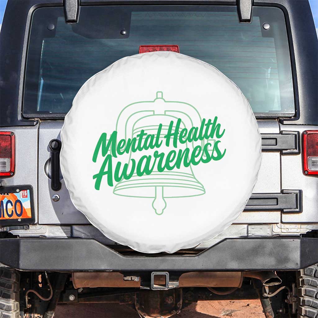 Mental Health Matters Awareness Spare Tire Cover Support Squad Green Ribbon TS14 No hole White Print Your Wear