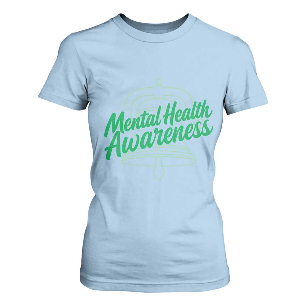 Mental Health Matters Awareness T Shirt For Women Support Squad Green Ribbon TS14 Light Blue Print Your Wear