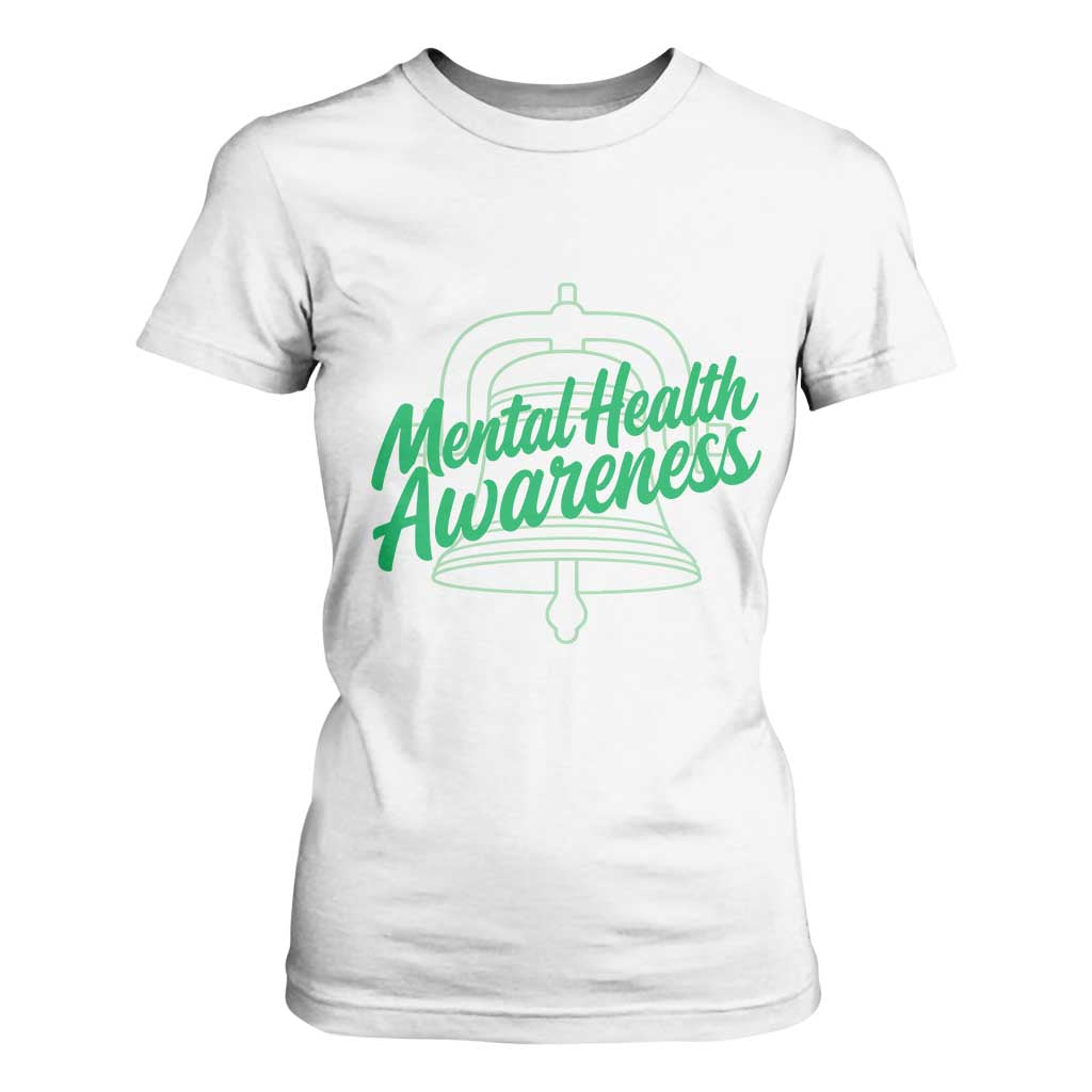 Mental Health Matters Awareness T Shirt For Women Support Squad Green Ribbon TS14 White Print Your Wear