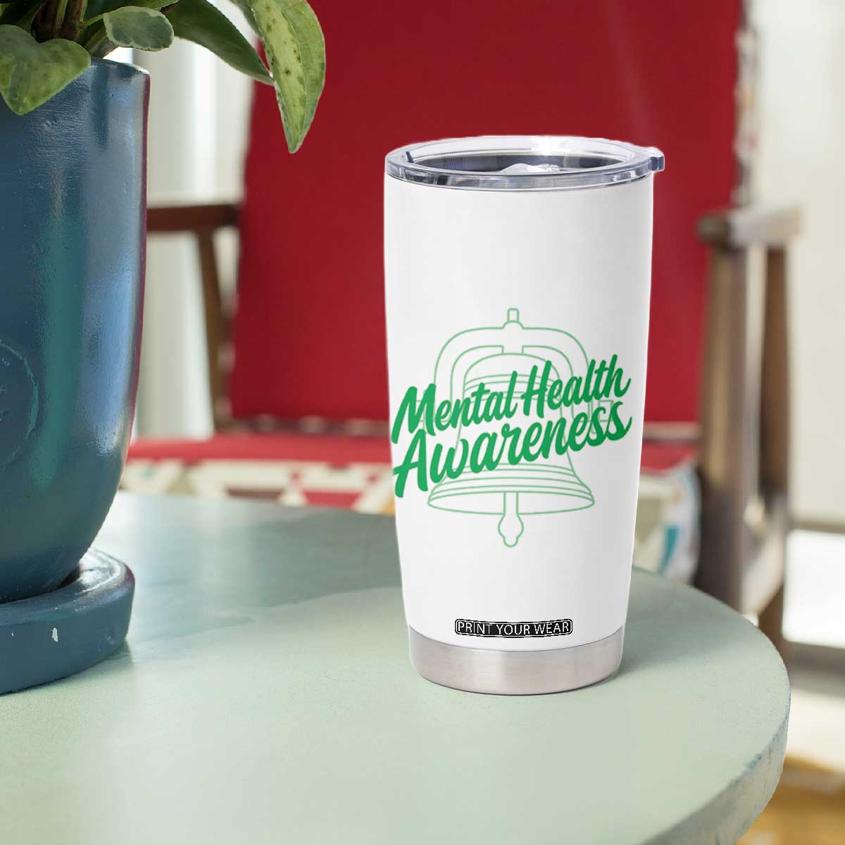 Mental Health Matters Awareness Tumbler Cup Support Squad Green Ribbon TS14 Print Your Wear