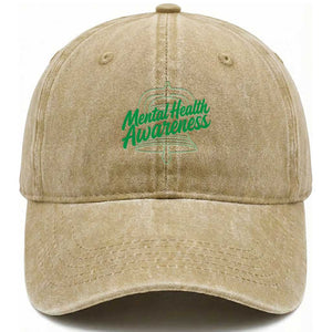Mental Health Matters Awareness Washed Cotton Baseball Cap Support Squad Green Ribbon TS14 Print Your Wear