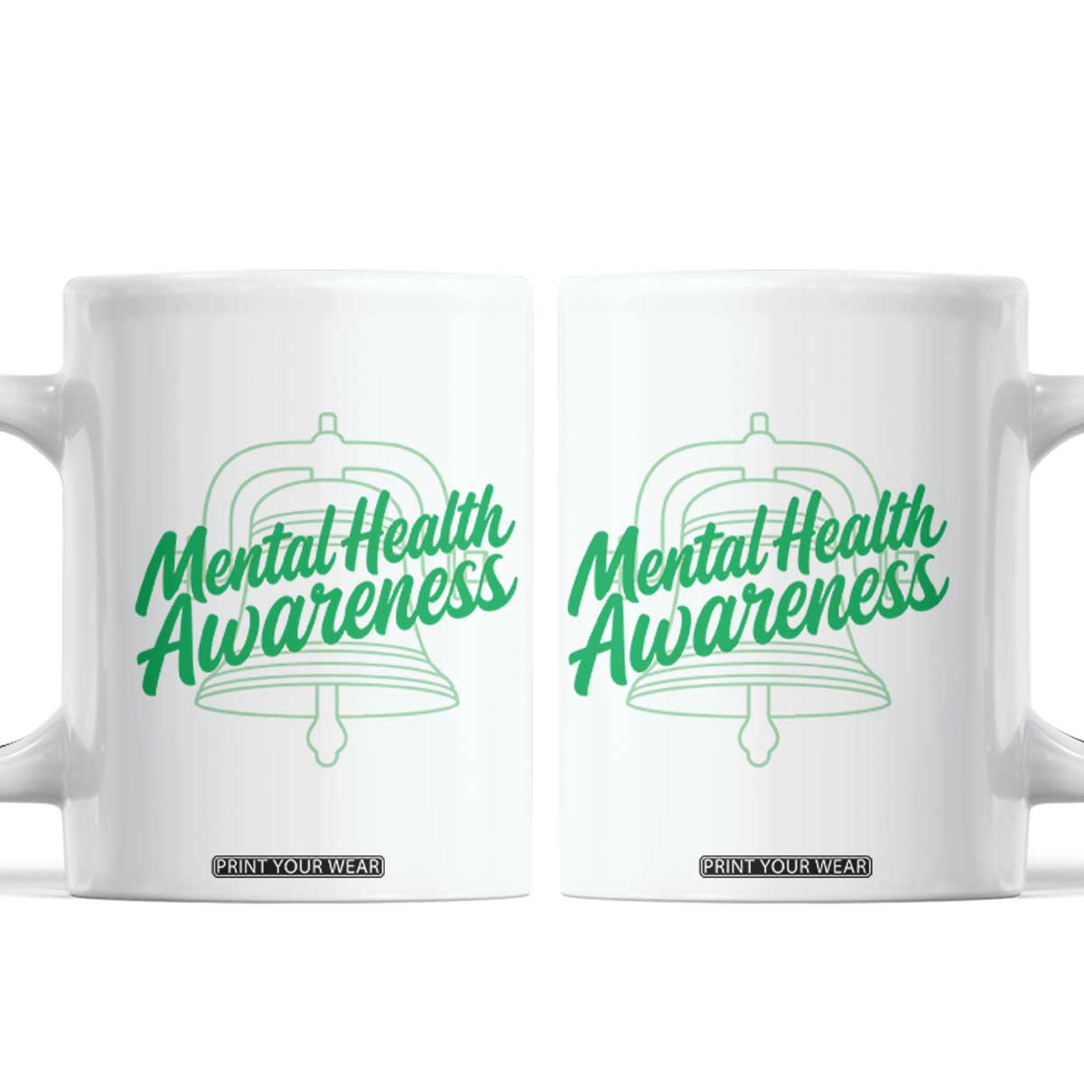 Mental Health Matters Awareness Coffee Mug Support Squad Green Ribbon TS14 White Print Your Wear