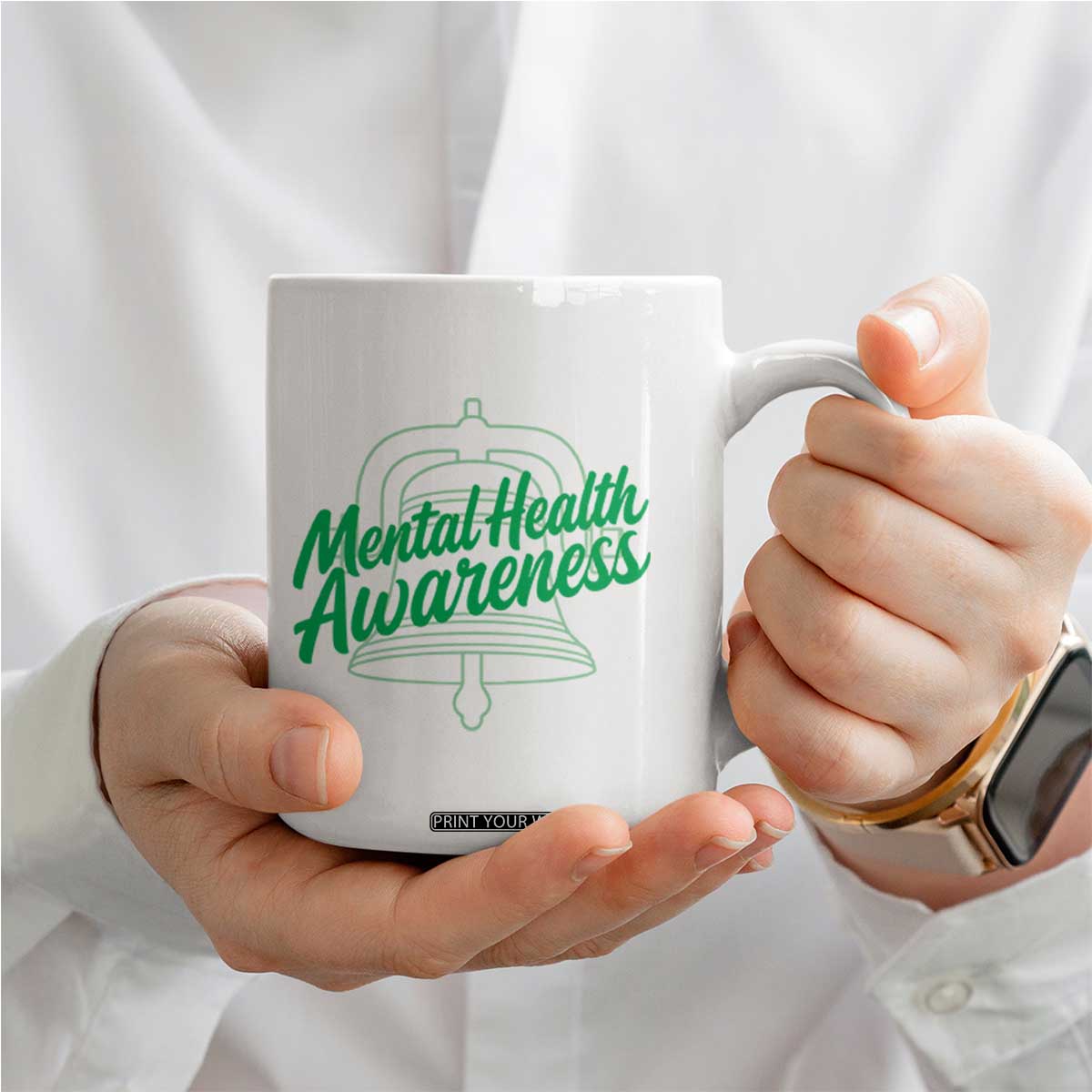 Mental Health Matters Awareness Coffee Mug Support Squad Green Ribbon TS14 Print Your Wear