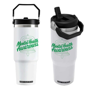 Mental Health Matters Awareness Flip Straw Tumbler Support Squad Green Ribbon TS14 One Size: 30 oz White Print Your Wear