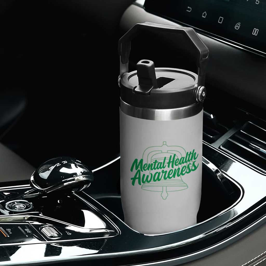 Mental Health Matters Awareness Flip Straw Tumbler Support Squad Green Ribbon TS14 Print Your Wear
