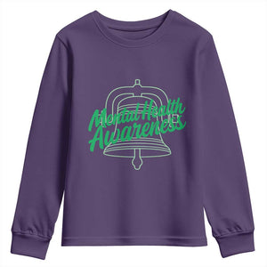 Mental Health Matters Awareness Youth Sweatshirt Support Squad Green Ribbon TS14 Purple Print Your Wear