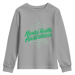 Mental Health Matters Awareness Youth Sweatshirt Support Squad Green Ribbon TS14 Sport Gray Print Your Wear