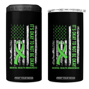 Mental Health Awarenes 4 in 1 Can Cooler Tumbler It's Okay To Not Be Okay TS14 One Size: 16 oz Black Print Your Wear