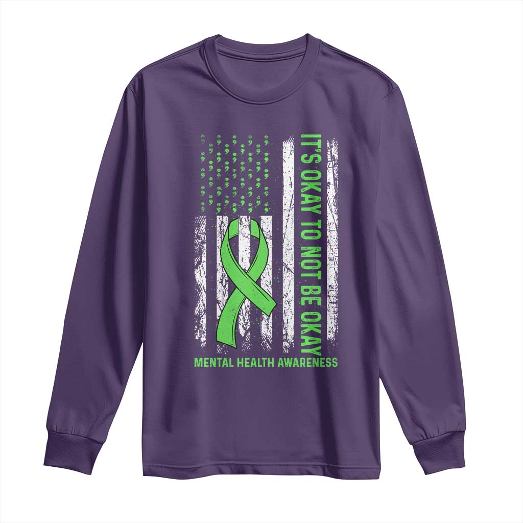 Mental Health Awarenes Long Sleeve Shirt It's Okay To Not Be Okay TS14 Purple Print Your Wear