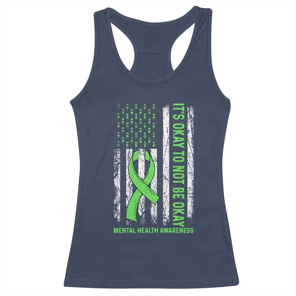Mental Health Awarenes Racerback Tank Top It's Okay To Not Be Okay TS14 Navy Print Your Wear