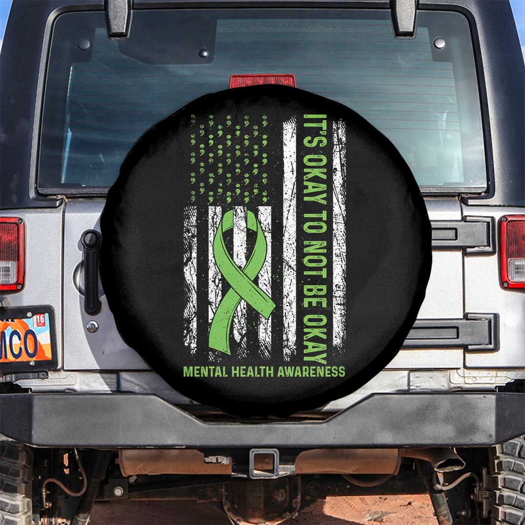 Mental Health Awarenes Spare Tire Cover It's Okay To Not Be Okay TS14 No hole Black Print Your Wear