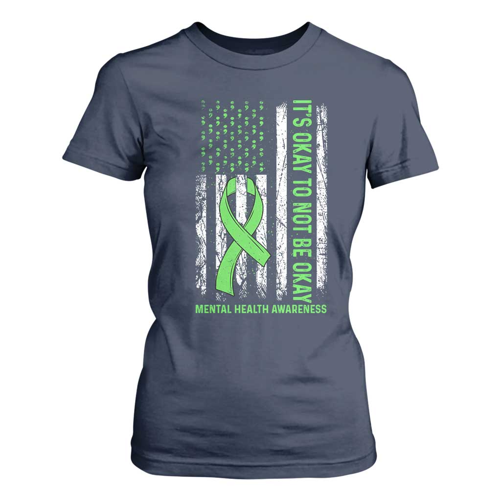 Mental Health Awarenes T Shirt For Women It's Okay To Not Be Okay TS14 Navy Print Your Wear