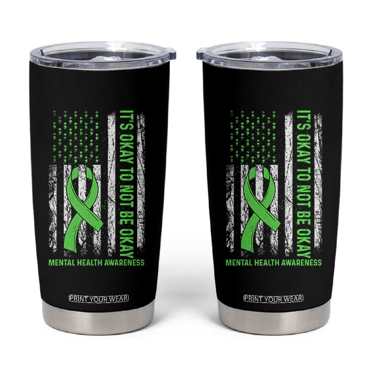 Mental Health Awarenes Tumbler Cup It's Okay To Not Be Okay TS14 Black Print Your Wear