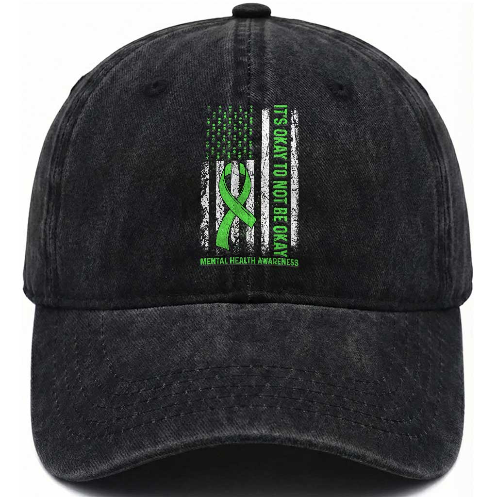 Mental Health Awarenes Washed Cotton Baseball Cap It's Okay To Not Be Okay TS14 Print Your Wear