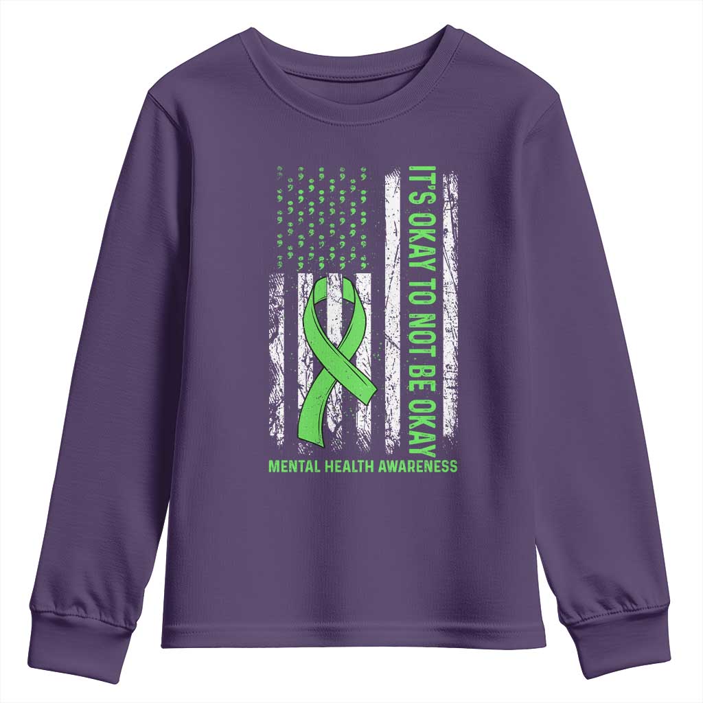 Mental Health Awarenes Youth Sweatshirt It's Okay To Not Be Okay TS14 Purple Print Your Wear