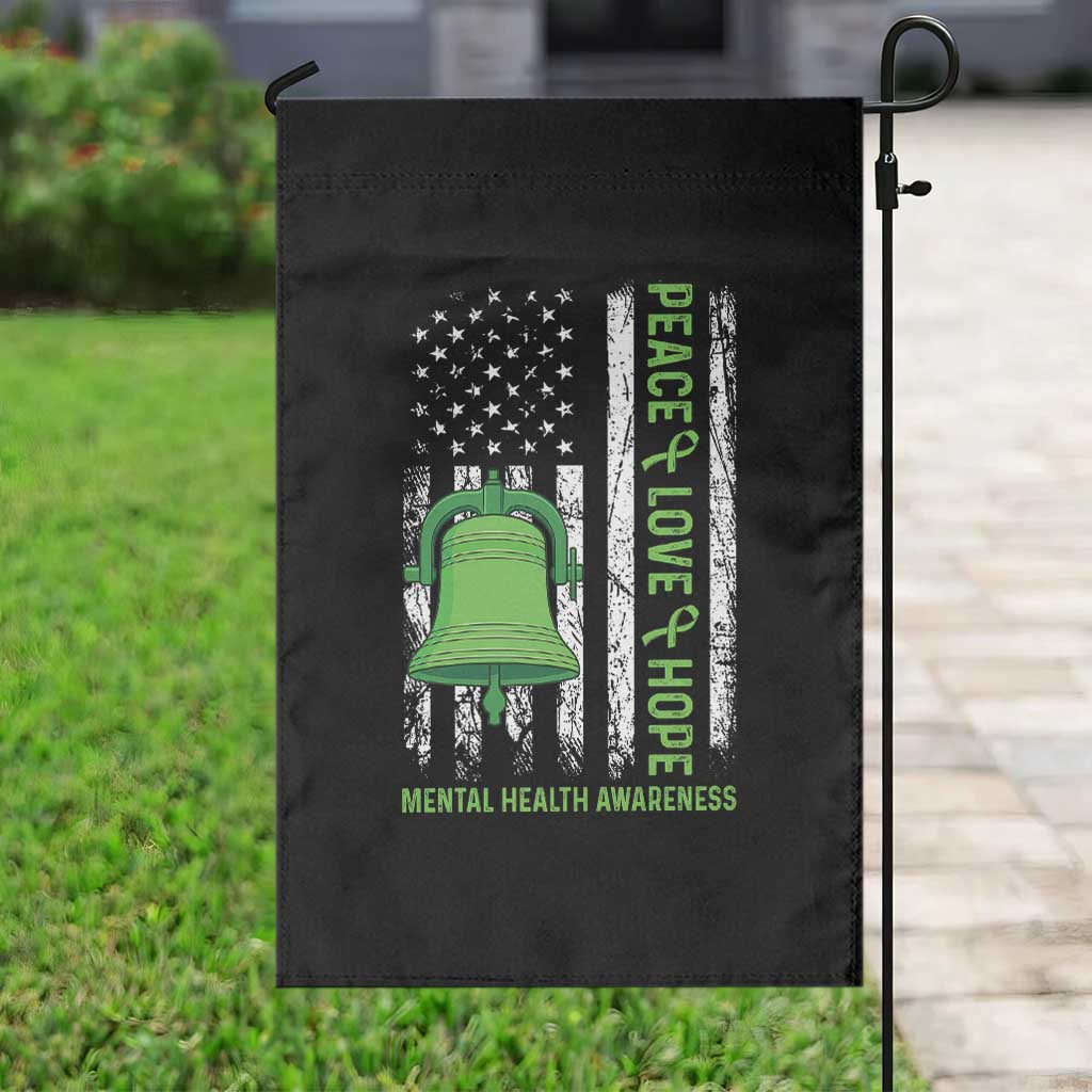 Mental Health Awarenes Garden Flag Peace Love Hope Green Ribbon TS14 Print Your Wear