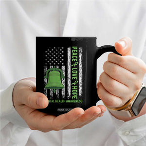 Mental Health Awarenes Coffee Mug Peace Love Hope Green Ribbon TS14 Print Your Wear