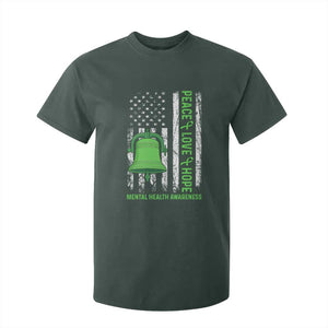 Mental Health Awarenes T Shirt For Kid Peace Love Hope Green Ribbon TS14 Dark Forest Green Print Your Wear