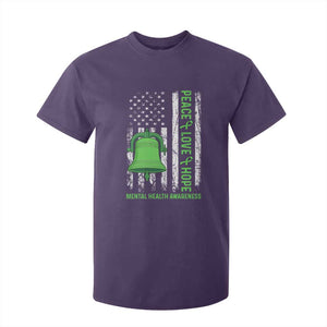 Mental Health Awarenes T Shirt For Kid Peace Love Hope Green Ribbon TS14 Purple Print Your Wear