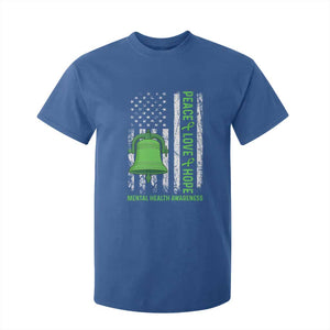 Mental Health Awarenes T Shirt For Kid Peace Love Hope Green Ribbon TS14 Royal Blue Print Your Wear