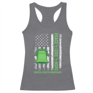 Mental Health Awarenes Racerback Tank Top Peace Love Hope Green Ribbon TS14 Charcoal Print Your Wear