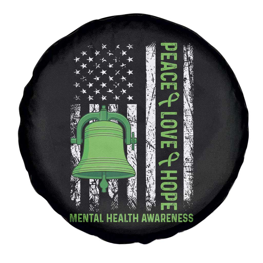Mental Health Awarenes Spare Tire Cover Peace Love Hope Green Ribbon TS14 Print Your Wear